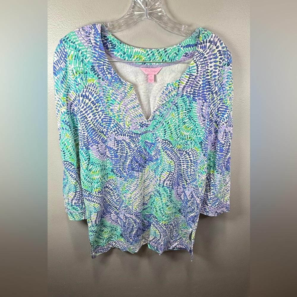 Lilly Pulitzer Women's‎ Justina 3/4 Sleeve Tunic V-Neck Size Small